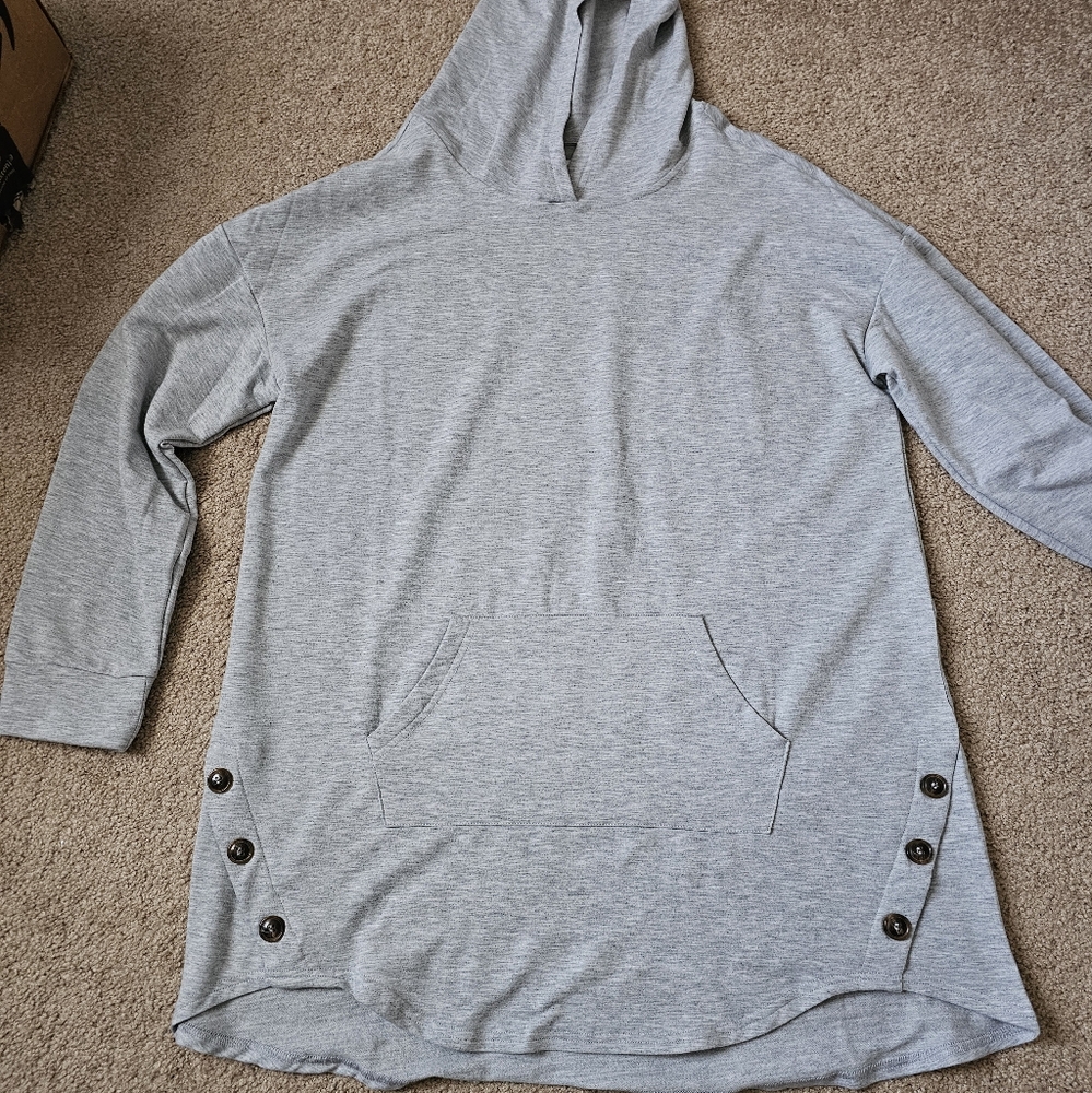 Hooded Sweatshirt Dress Gray Ladies Sz Lg fits like XL